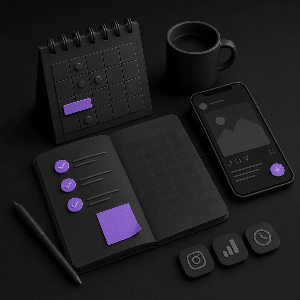 Illustration of the Content surface: social content planning and publishing in brand context.